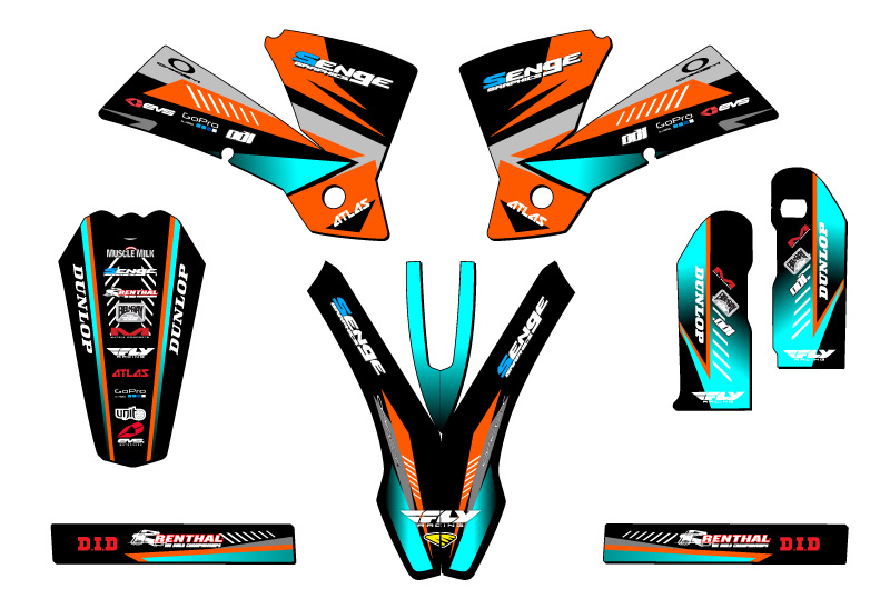 2003 EXC SURGE Orange Senge Graphics Kit Compatible with KTM - Foto 2 di 10