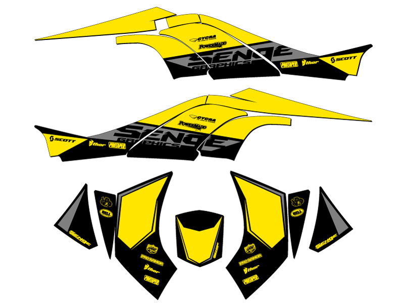 All Years DS 450 BINARY Yellow Senge Graphics Kit Compatible with Can-Am - Foto 2 di 7