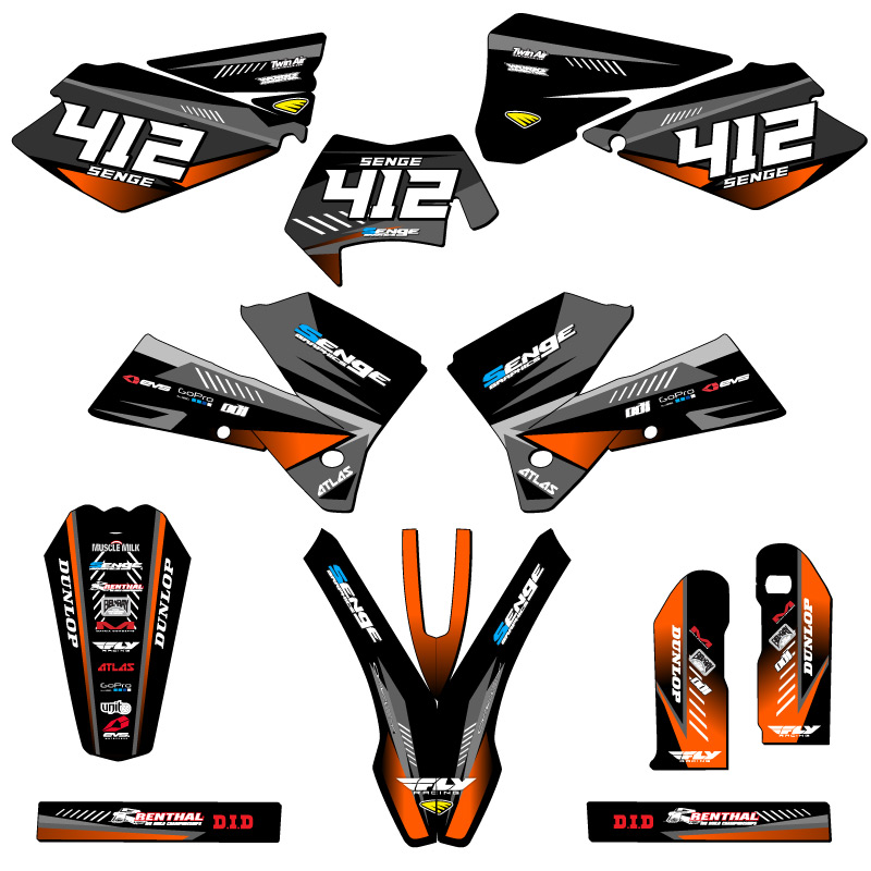 2005-2007 EXC SURGE Black Senge Graphics Kit Compatible with KTM - Picture 8 of 10