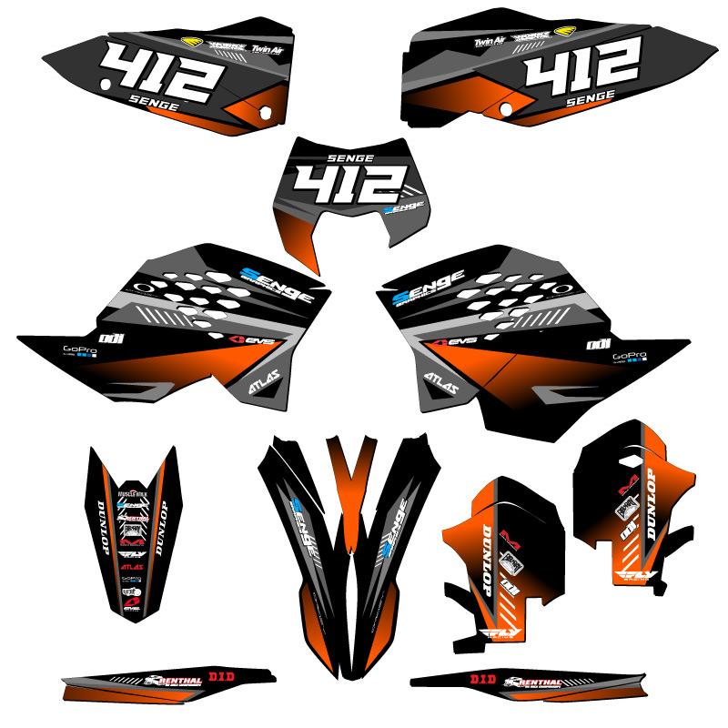 2008-2011 EXC SURGE Black Senge Graphics Kit Compatible with KTM - Picture 8 of 10