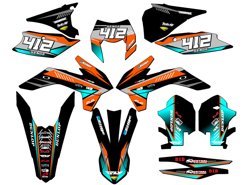 2014 EXC SURGE Orange Senge Graphics Kit Compatible with KTM - Picture 8 of 10