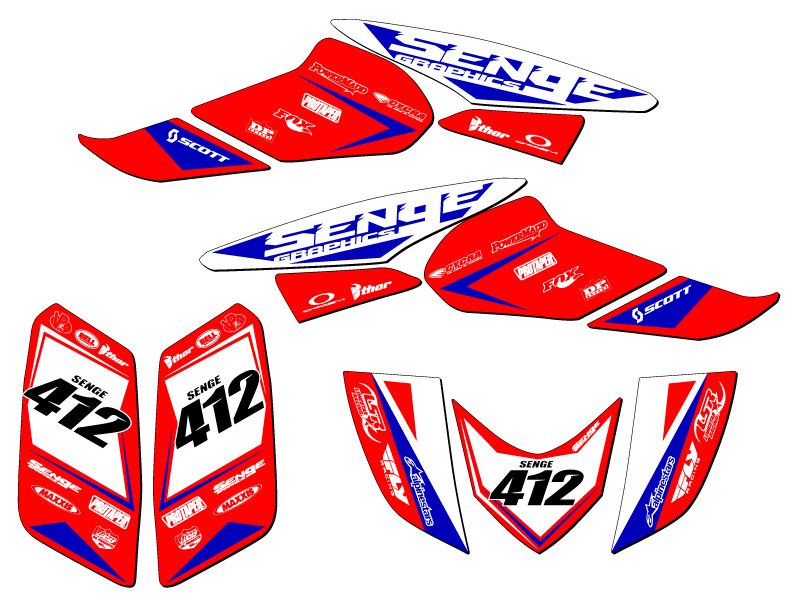 Kit de gráficos TRX 250EX 2006-2019 BINARIO rojo Senge compatible con Honda - Imagen 5 de 7