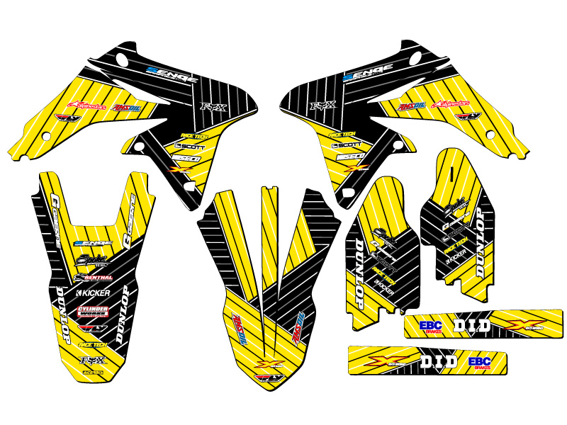 2008-2017 RMZ 450 RACE SERIES Yellow Senge Graphics Kit Compatible with Suzuki - Picture 5 of 10