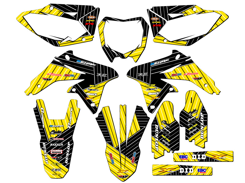2008-2017 RMZ 450 RACE SERIES Yellow Senge Graphics Kit Compatible with Suzuki - Picture 8 of 10