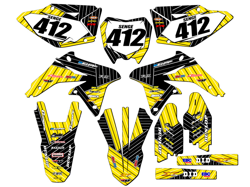 2008-2017 RMZ 450 RACE SERIES Yellow Senge Graphics Kit Compatible with Suzuki - Picture 2 of 10