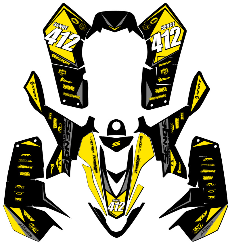 2007-2020 LTZ 90 BINARY Yellow Senge kit de gráficos compatible con Suzuki - Imagen 5 de 7