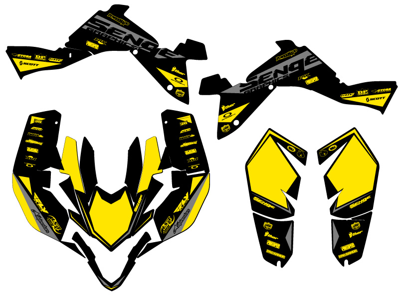 2009-2012 LTZ 400 BINARY Yellow Senge Graphics Kit Compatible with Suzuki - Picture 2 of 7