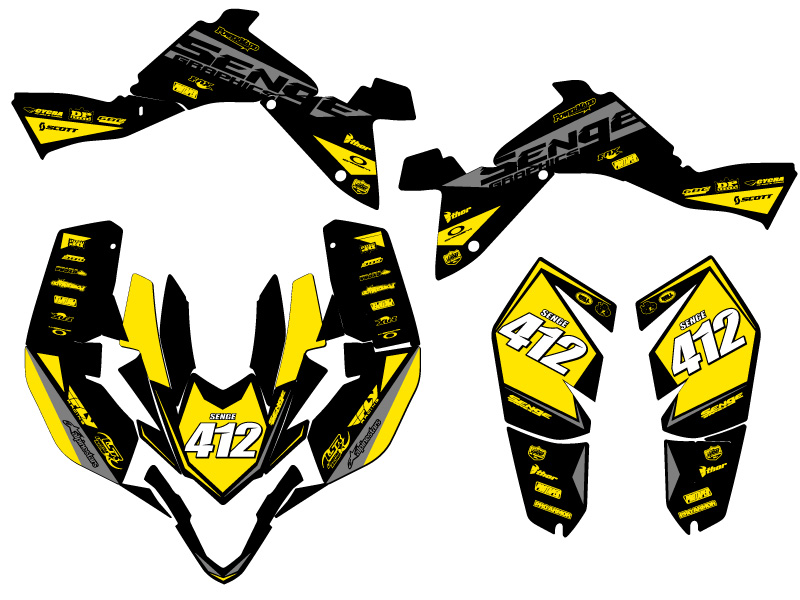 2009-2012 LTZ 400 BINARY Yellow Senge Graphics Kit Compatible with Suzuki - Picture 5 of 7