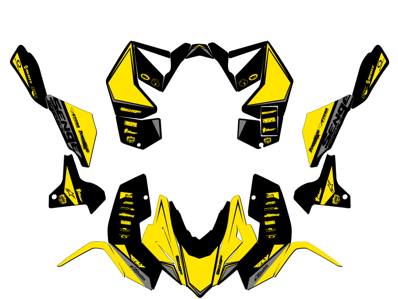 All Years LTR 450 BINARY Yellow Senge Graphics Kit Compatible with Suzuki - Picture 2 of 7