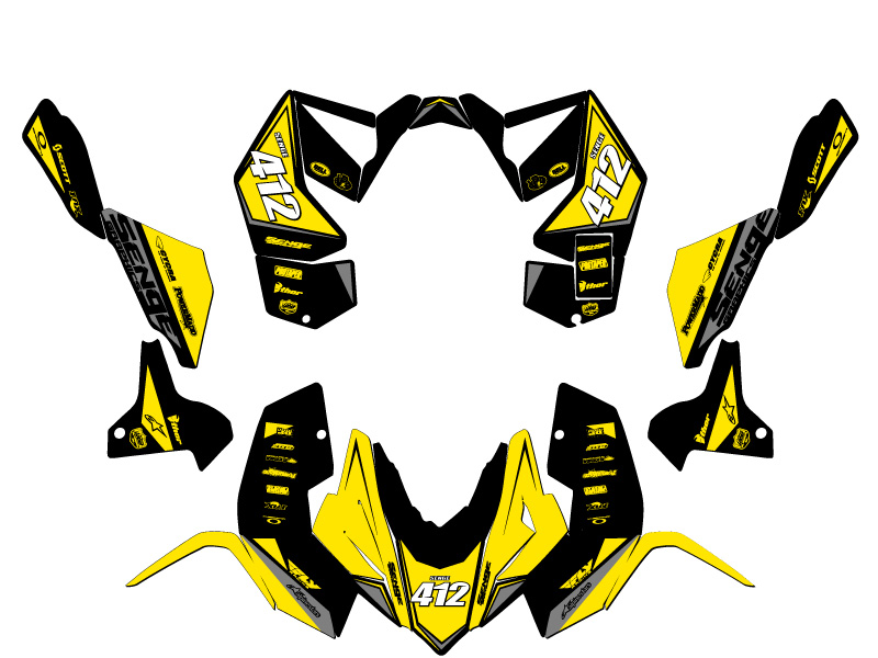 All Years LTR 450 BINARY Yellow Senge Graphics Kit Compatible with Suzuki - Picture 5 of 7