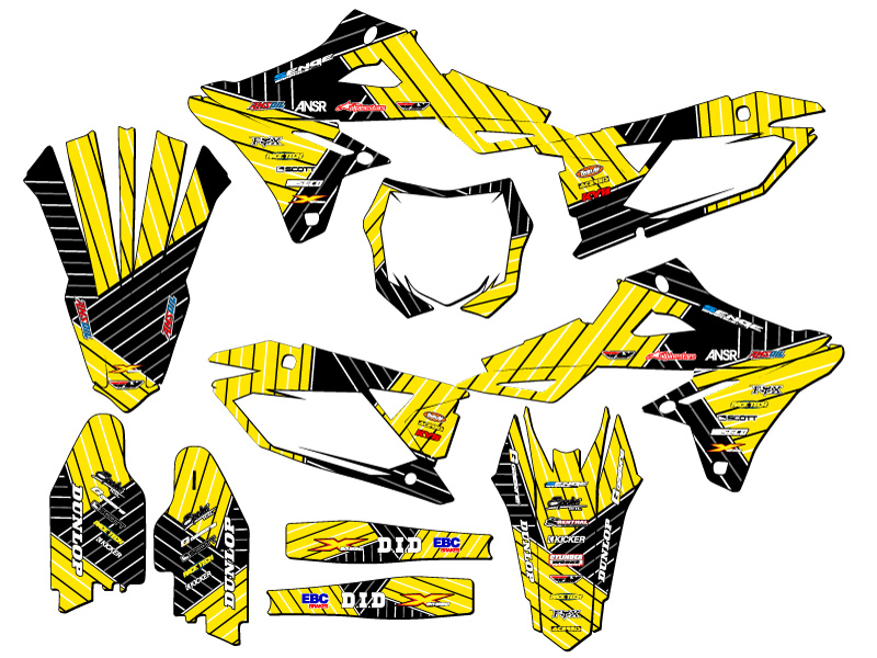 2019-2023 RMZ 250 RACE SERIES Yellow Senge Graphics Kit Compatible with Suzuki - Picture 5 of 10