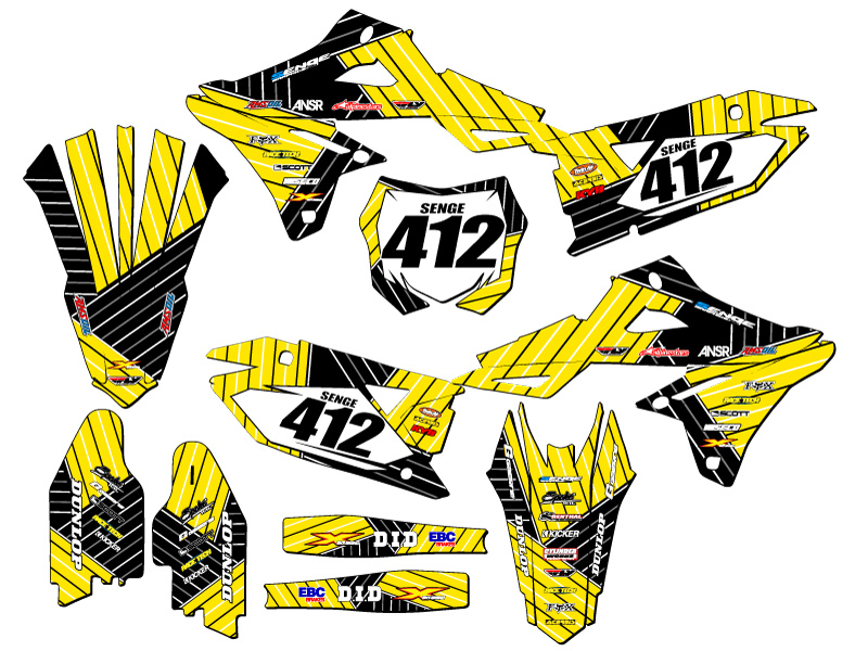 2019-2023 RMZ 250 RACE SERIES Yellow Senge Graphics Kit Compatible with Suzuki - Picture 8 of 10