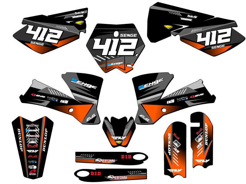 2003-2005 SX 85 SURGE Black Senge kit de gráficos compatible con KTM - Imagen 8 de 10