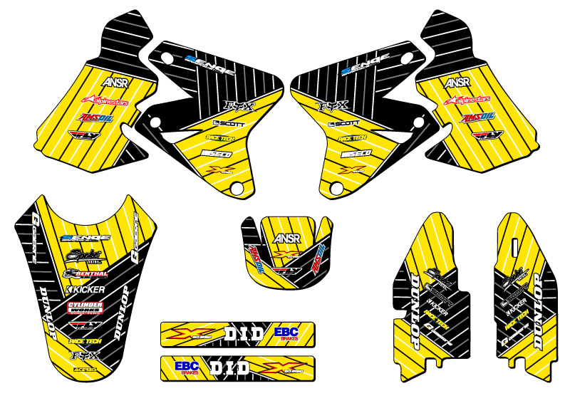 2000-2004 DRZ 400 RACE SERIES Yellow Senge Graphics Kit Compatible with Suzuki - Foto 5 di 10