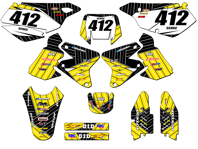 2000-2004 DRZ 400 RACE SERIES Yellow Senge Graphics Kit Compatible with Suzuki - Foto 2 di 10