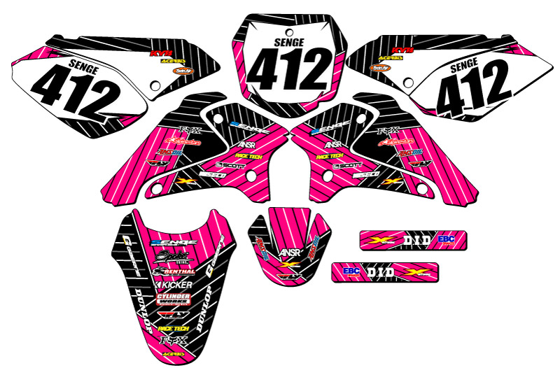 DRZ 125 RACE SERIE 2001-2007 kit de gráficos rosa Senge compatible con Suzuki - Imagen 8 de 10