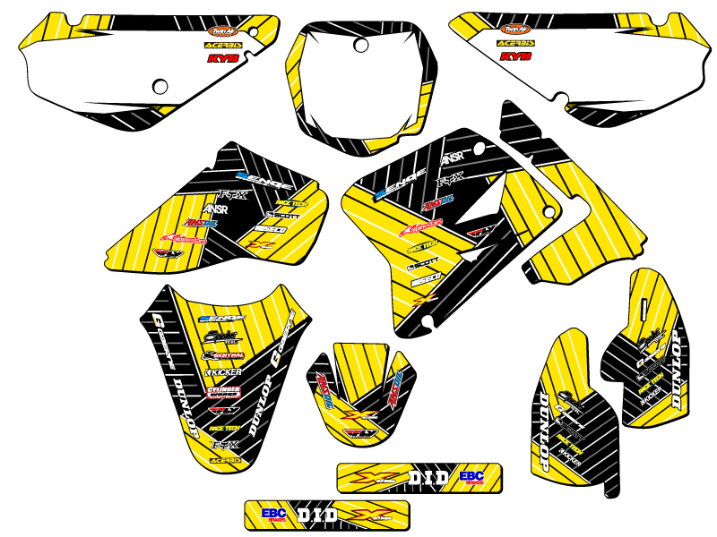 2005-2023 RM 85 RACE SERIES Yellow Senge Graphics Kit Compatible with Suzuki - Picture 8 of 10