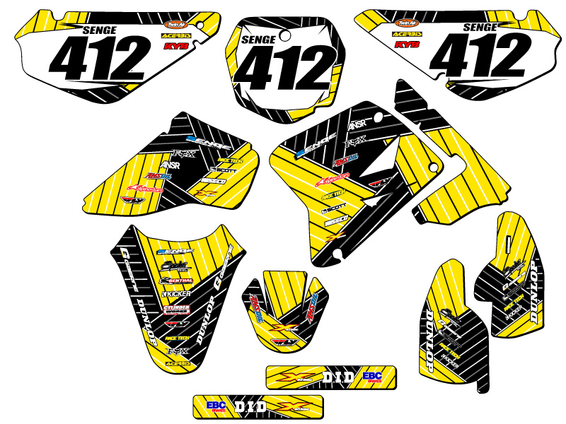 2005-2023 RM 85 RACE SERIES Yellow Senge Graphics Kit Compatible with Suzuki - Picture 2 of 10