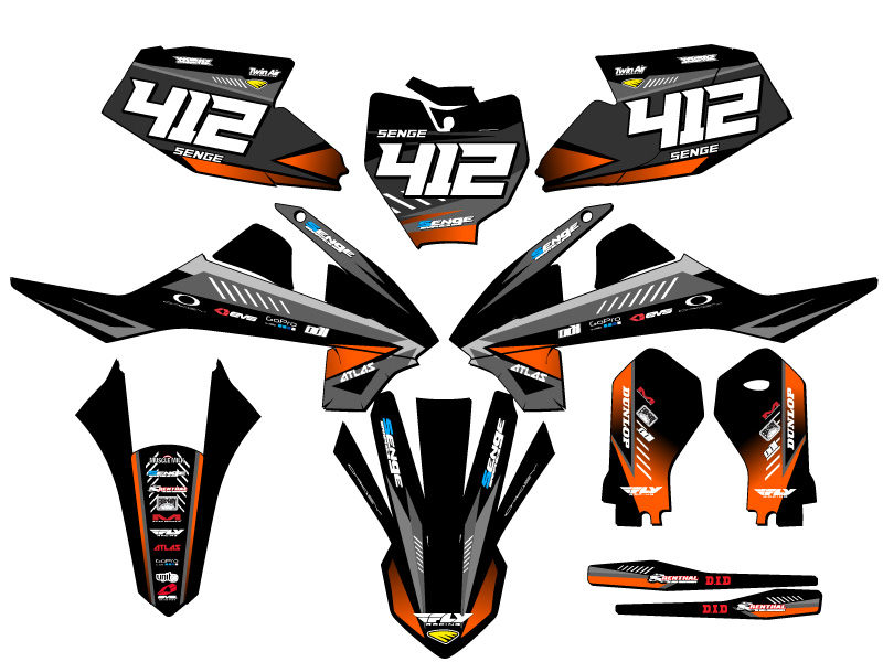 2019-2023 SX 65 SURGE Black Senge Graphics Kit Compatible with KTM - Picture 8 of 10