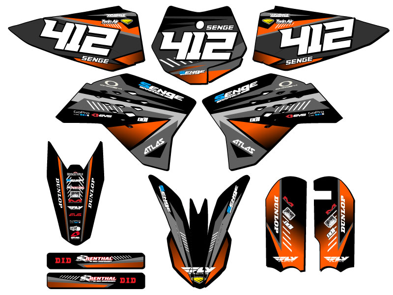 2009-2015 SX 50 SURGE Black Senge kit de gráficos compatible con KTM - Imagen 8 de 10