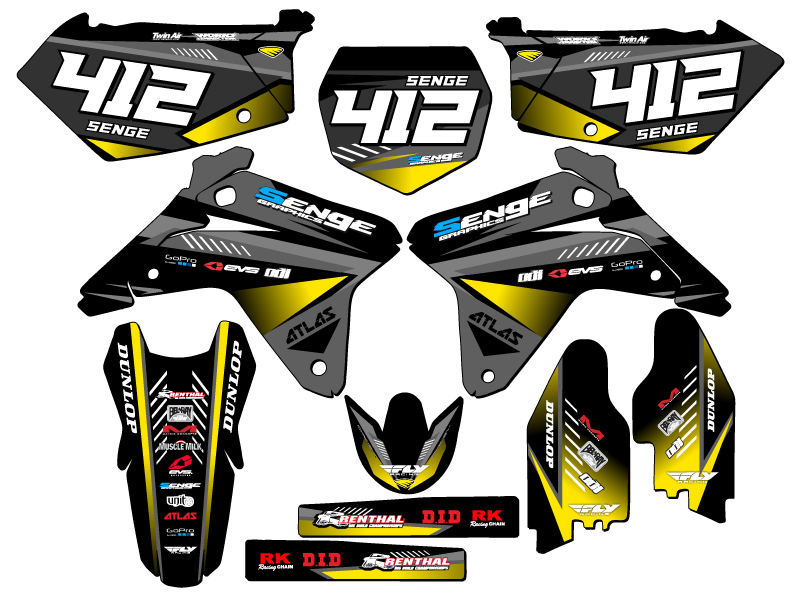 2005-2006 RMZ 450 SURGE Black Senge Graphics Kit Compatible with Suzuki - Picture 8 of 10