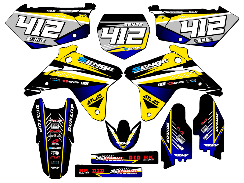 RMZ 450 SURGE 2005-2006 kit de gráficos Senge amarillo compatible con Suzuki - Imagen 8 de 10