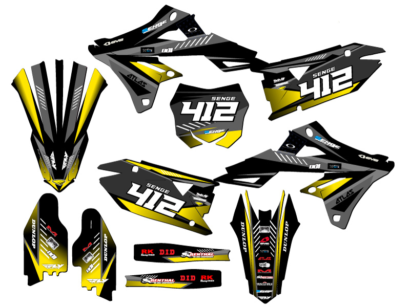 2018-2023 RMZ 450 SURGE Black Senge Graphics Kit Compatible with Suzuki - Picture 8 of 10