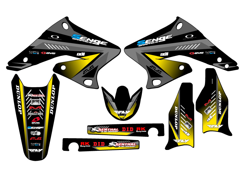 2004-2006 RMZ 250 SURGE Black Senge Graphics Kit Compatible with Suzuki - Picture 2 of 10