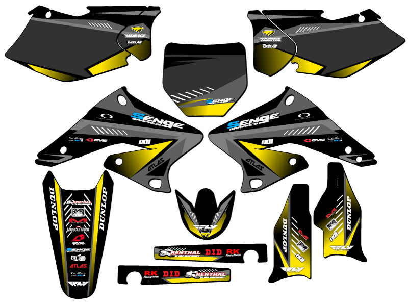 2004-2006 RMZ 250 SURGE Black Senge Graphics Kit Compatible with Suzuki - Picture 5 of 10