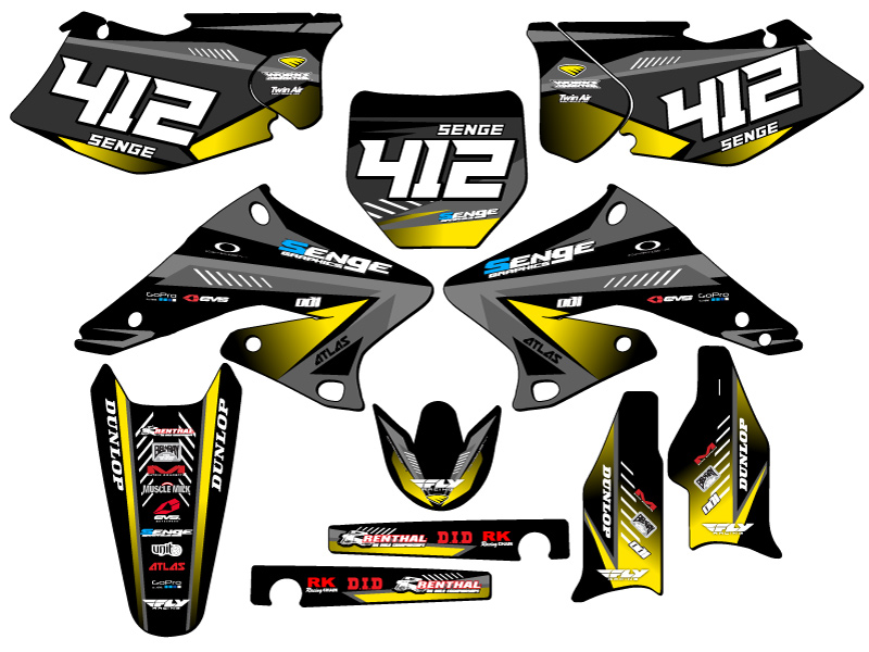 2004-2006 RMZ 250 SURGE Black Senge Graphics Kit Compatible with Suzuki - Picture 8 of 10