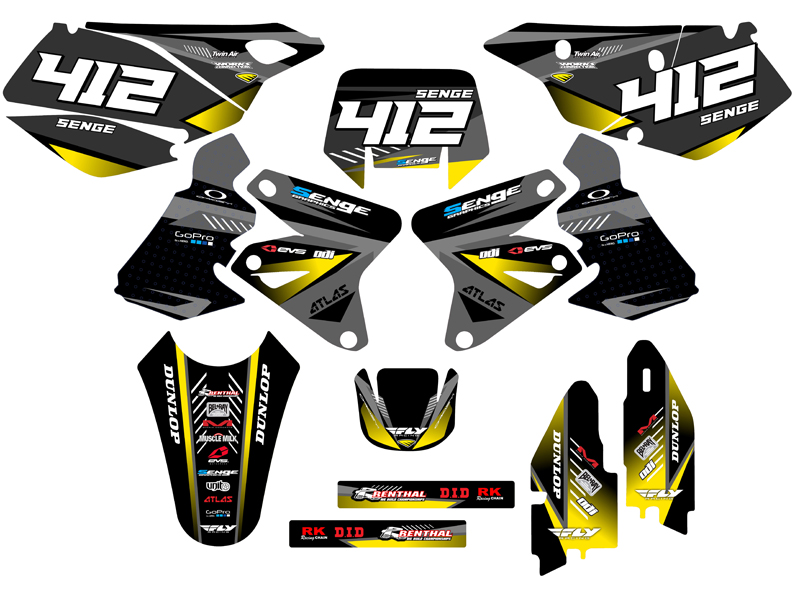 2000-2004 DRZ 400 SURGE Black Senge kit de gráficos compatible con Suzuki - Imagen 8 de 10