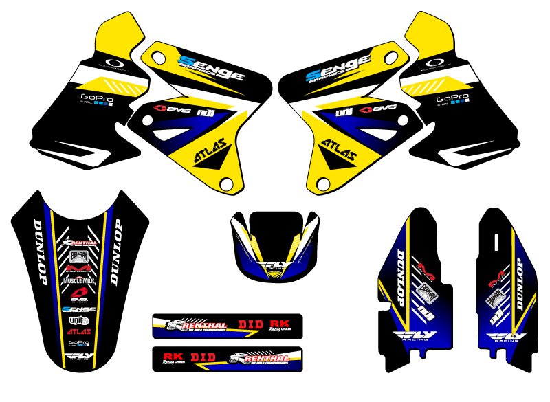 2000-2004 DRZ 400 SURGE Yellow Senge Graphics Kit compatible con Suzuki - Imagen 2 de 10
