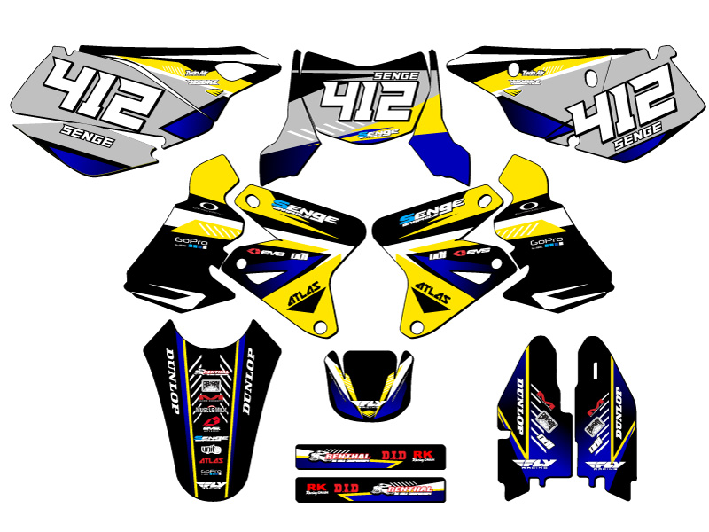 2005-2023 DRZ 400 SURGE Yellow Senge Graphics Kit Compatible with Suzuki - Picture 5 of 10