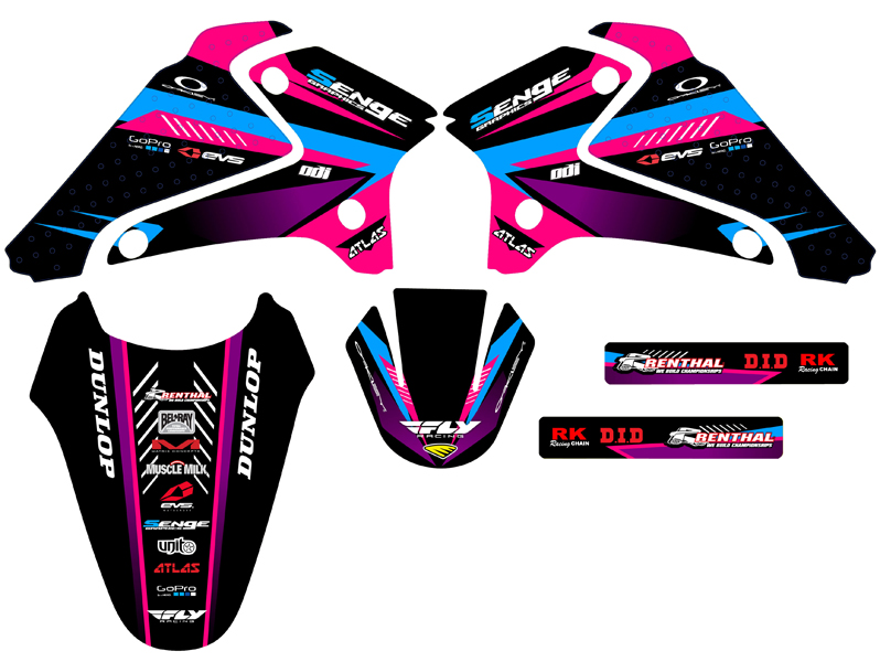 2001-2007 DRZ 125 SURGE Pink Senge Graphics Kit Compatible with Suzuki - Picture 2 of 10