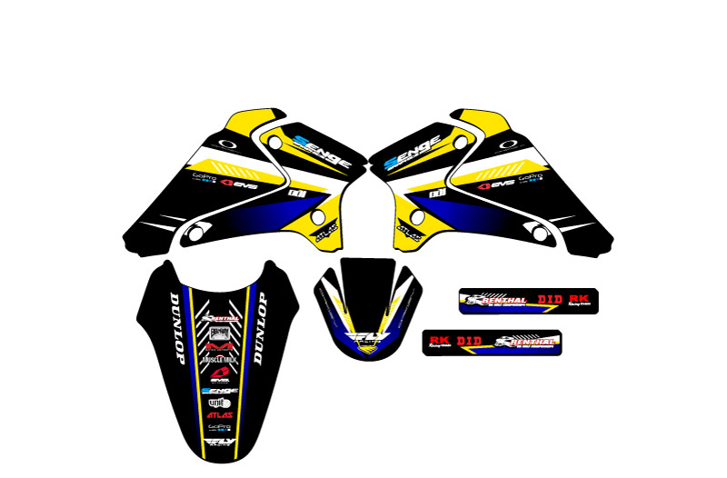 Kit de gráficos Senge DRZ 125 SURGE 2001-2007 amarillo compatible con Suzuki - Imagen 8 de 10