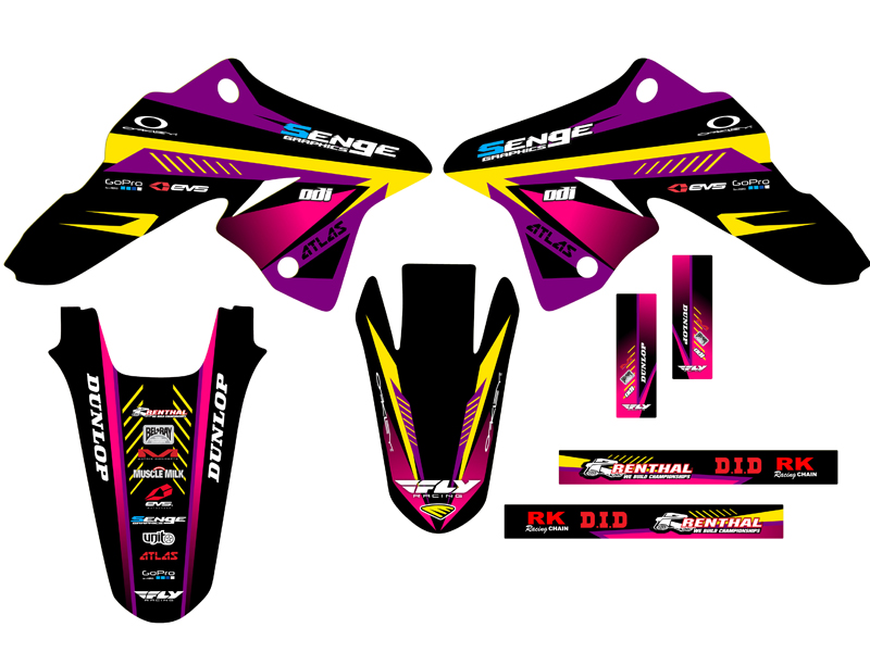 2008-2023 DRZ 125 SURGE Purple Senge Graphics Kit Compatible with Suzuki - Foto 2 di 10