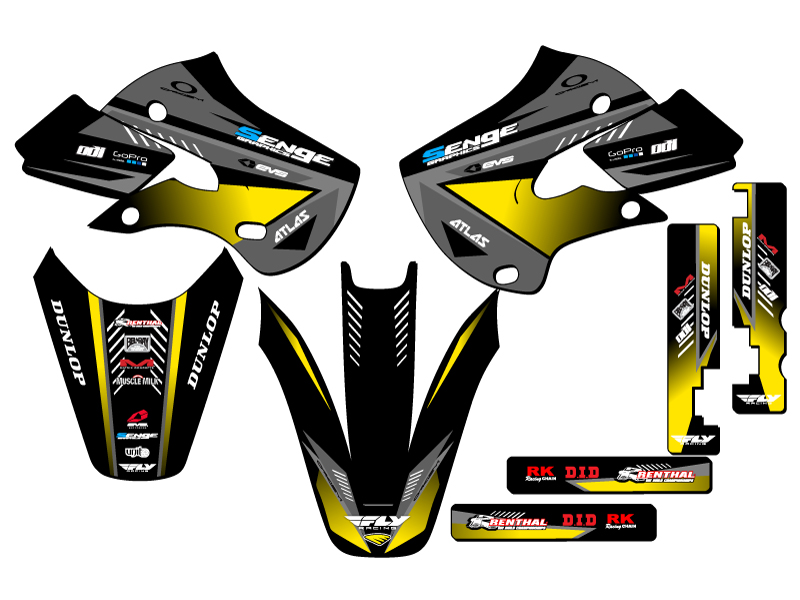 2000-2009 DRZ 110 SURGE Black Senge kit de gráficos compatible con Suzuki - Imagen 2 de 10