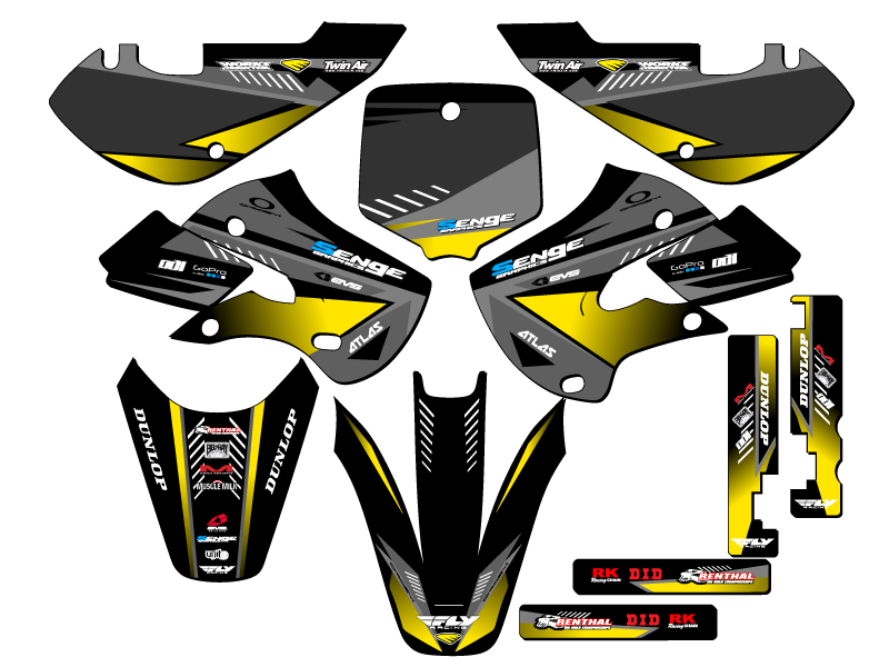 2000-2009 DRZ 110 SURGE Black Senge kit de gráficos compatible con Suzuki - Imagen 5 de 10