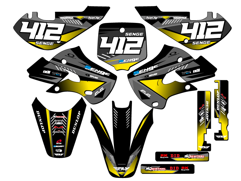 2000-2009 DRZ 110 SURGE Black Senge kit de gráficos compatible con Suzuki - Imagen 8 de 10