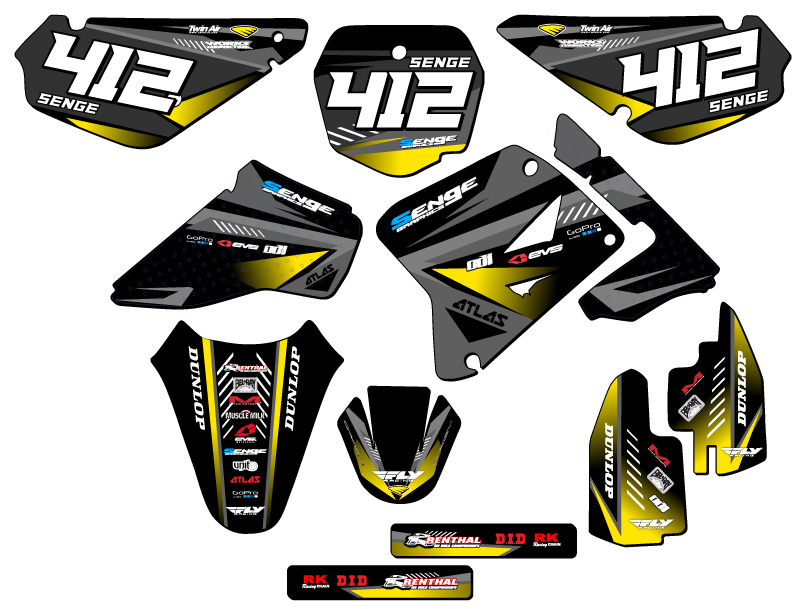 Kit de gráficos Senge 2001-2004 RM 85 SURGE negro compatible con Suzuki - Imagen 8 de 10