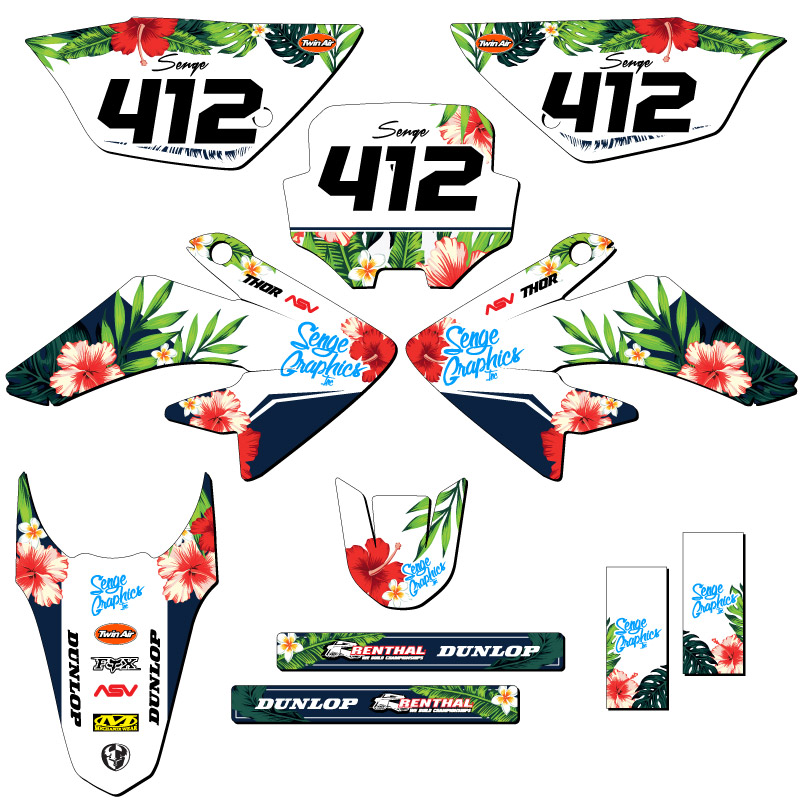 2011-2016 CRF 100 TROPICAL blanco Senge kit de gráficos compatible con Honda - Imagen 8 de 10
