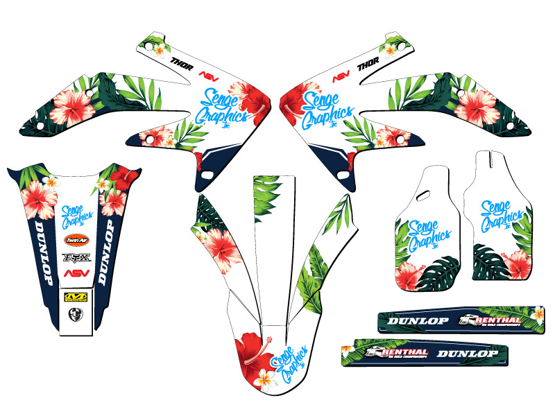 2005-2007 CRF 450 X TROPIC White Senge Graphics Kit Compatible with Honda - Picture 2 of 10