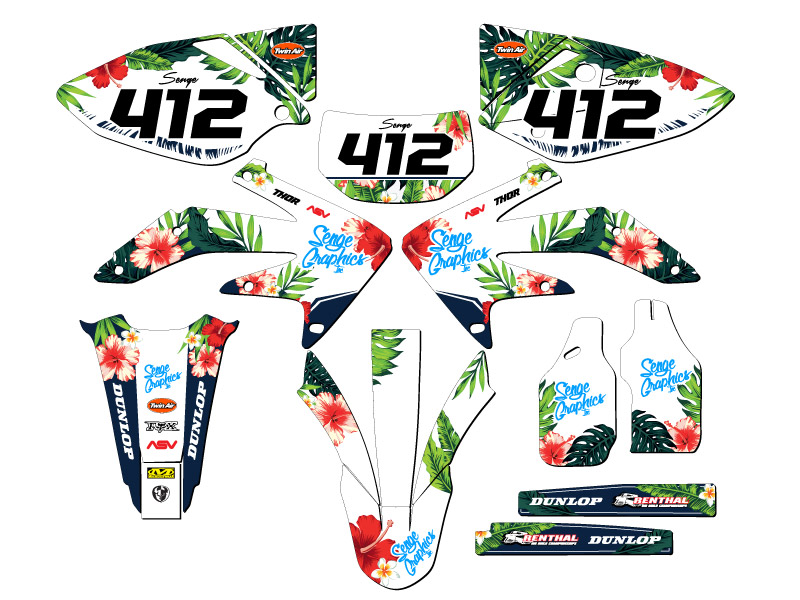 2005-2007 CRF 450 X TROPIC White Senge Graphics Kit Compatible with Honda - Picture 8 of 10