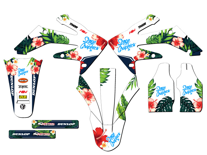 2004-2018 CRF 250 X TROPIC White Senge Graphics Kit Compatible with Honda - Picture 2 of 10