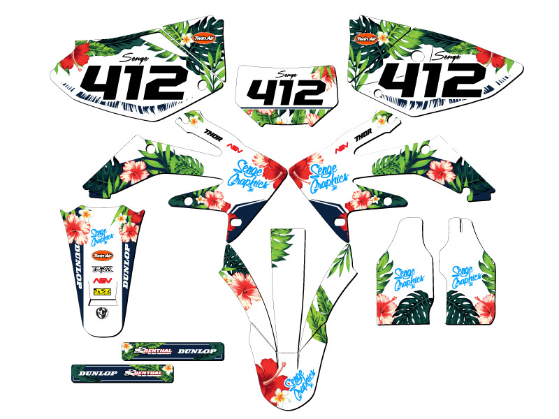 2004-2018 CRF 250 X TROPIC White Senge Graphics Kit Compatible with Honda - Picture 8 of 10