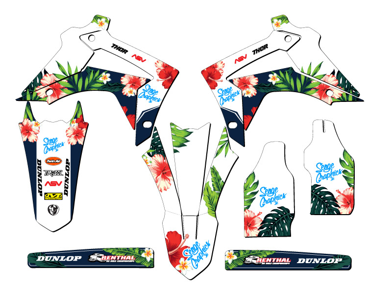 2013-2016 CRF 450 R TROPIC White Senge Graphics Kit Compatible with Honda - Picture 2 of 10