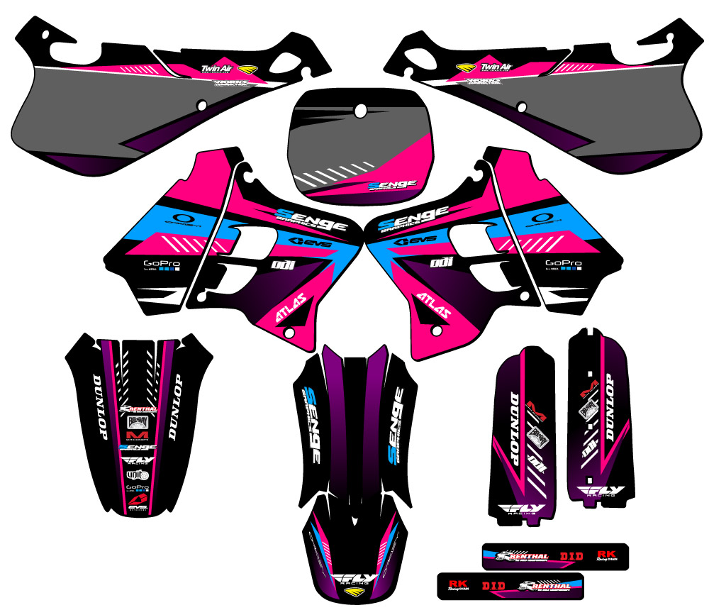 1993-1995 YZ 250 2-STROKE SURGE Pink Senge Graphics Kit Compatible with Yamaha - Picture 5 of 10
