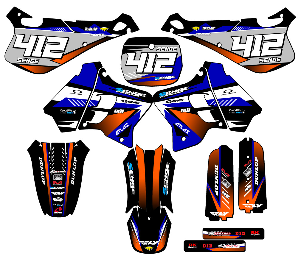 1993-1995 YZ 250 2-STROKE SURGE Blue Senge Graphics Kit Compatible with Yamaha - Picture 8 of 10