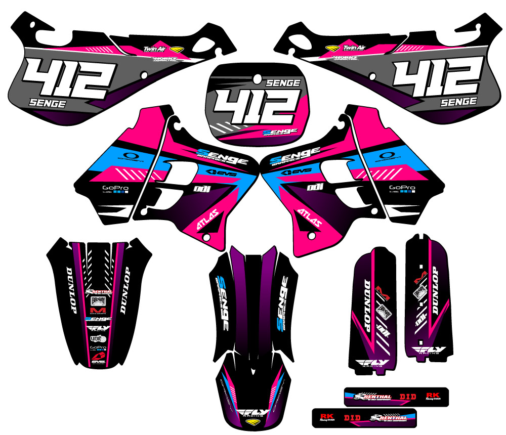1993-1995 YZ 250 2-STROKE SURGE Pink Senge Graphics Kit Compatible with Yamaha - Picture 8 of 10