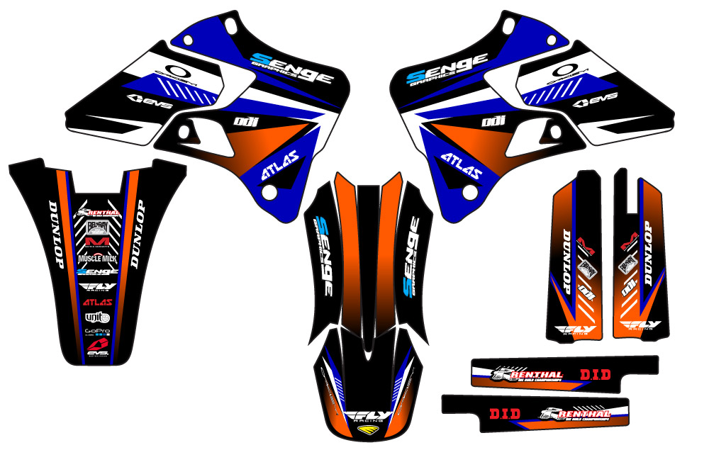 1996-1999 YZ 250 2-STROKE SURGE Blue Senge Graphics Kit Compatible with Yamaha - Picture 2 of 10